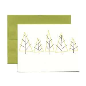  Letterpress Note Card Set, Modern Christmas Trees, Letterpress Cards 