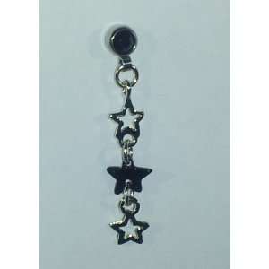  3 Star Microdermal Dangle   Black Jewelry