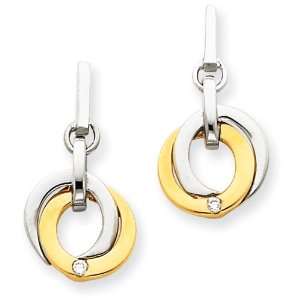  14k Rose and White Gold Diamond Drop Earrings Jewelry