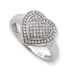   White Gold Polished Diamond Heart Ring   Size 6   JewelryWeb Jewelry