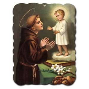  Wood Plaque   Saint Anthony   Mounted on Wood with 