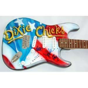 Dixie Chicks Autographed Signed Airbrush Guitar & Proof