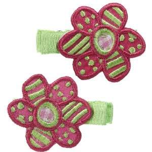    Gimme Clips Emma Kate Flower Hair Clips, Pink & Green Beauty