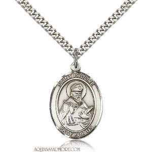  St. Isidore of Seville Large Sterling Silver Medal 