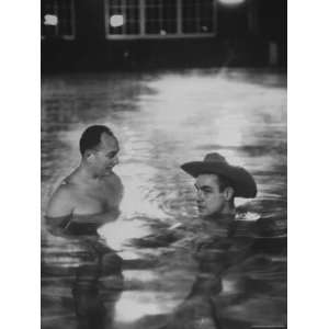 Senator Jack R. Miller Relaxing in Pool After GOP Conference with 