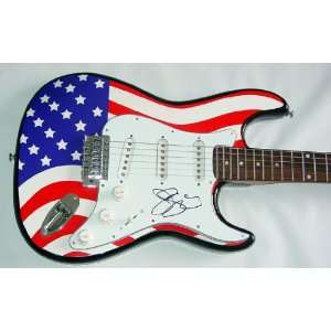 Joe Satriani Autographed Signed USA Flag Guitar & Proof
