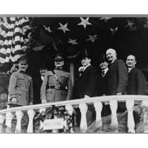  John J. Pershing and other men standing on balcony. General Pershing 
