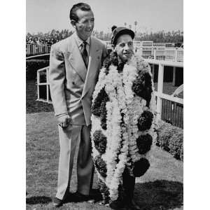  Jockey Johnny Longden, Wearing One of His Rewards after 