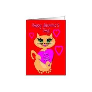  Dad Valentines Day Kitty Kat Big Red Heart Card Health 