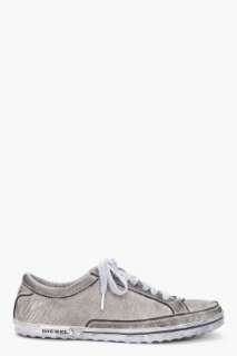 Diesel Gunmetal Tone Waveday Sneakers for men  