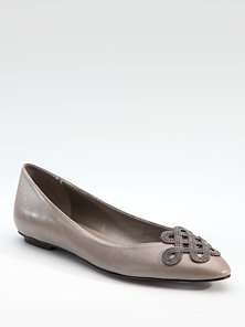 Magnolia Leather Love Knot Ballet Flats