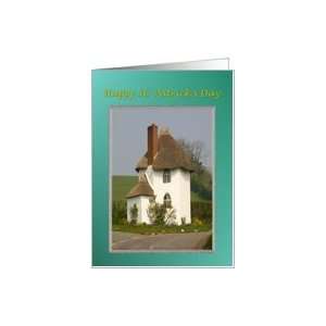  St. Patricks Day White Hut with Brown Thatched Roof Card 