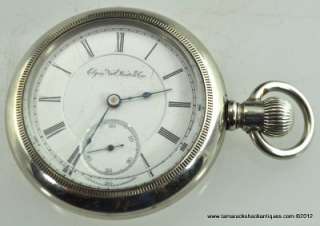Antique 1892 Elgin 17J Side Winder 18s Pocket Watch Silverode Case 