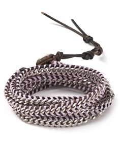 Chan Luu Lavender And Sippa Metal Chain 5 Wrap Bracelet
