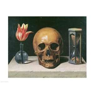 Philippe De Champaigne Vanitas Still Life with a Tulip, Skull and Hour 