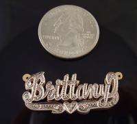 14k Two Tone Double Diamond Nameplate Brittany  