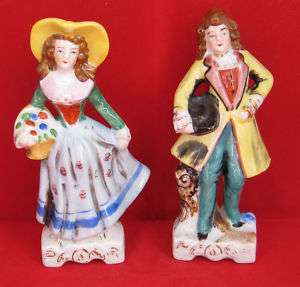 1930s Porcelain Victorian Gentleman & Lady Figurines  
