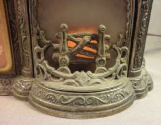   Vtg 1950s UNITED Clock Ornate Metal Fireplace Working Electric Mantel