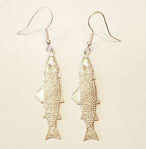 Silver Fish Earrings vintage inspired/retro/kitsch/fishing/angling 