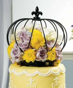 Lg Wire Crown w/Fleur De Lis Finial Wedding/Quinceanera Cake Topper 