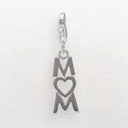Sterling Silver Openwork Mom Heart Charm