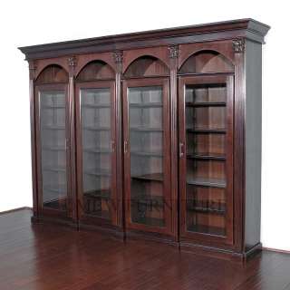 Solid Walnut Sectional 11Ft Bookcase Bookshelf Cabinet  