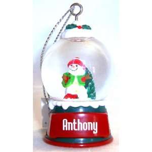  Anthony Christmas Snowman Snow Globe Name Ornament 