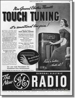 1937 Push Button Touch Tuning General Electric Radio Ad  