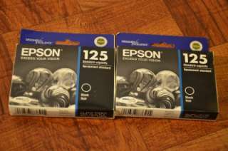 Two (2) Genuine Epson Black Ink Cartridges 125 Standard Capacity 
