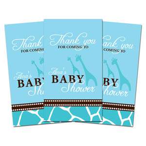 10 BLUE GIRAFFE Personalized Baby Shower Favors Thank You Tags  