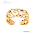 New Plain 9ct 9k Solid Yellow Gold Toe Ring with waves 