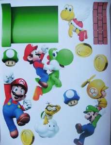   SUPER MARIO Bros Decal Removable Repositionable Children WALL STICKER