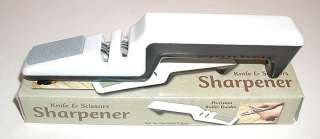 KNIFE & SCISSORS SHARPENER W/ ROLLERS & WHET STONE  