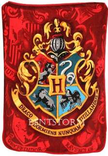 RED Harry Potter & the Deathly Hallows Hogwarts CREST Gryffindor Throw 