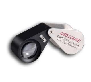 10x Magnification Jeweler Loupe Triplet Lens with 6 Built in LED UV 