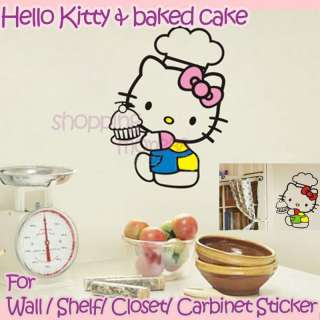 Hello Kitty Wall Sticker Home Deco baked cake 22.5x16.5  