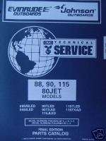   115 EVINRUDE JOHNSON OUTBOARD FACTORY PARTS CATALOG ED MODELS  