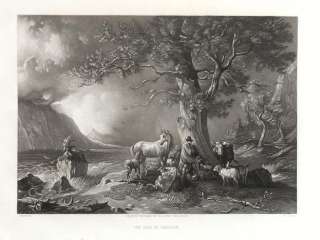 Family Shelters From Storm Under Tree 1859 Pastoral  