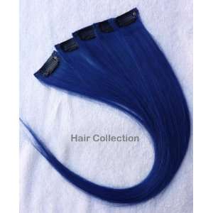  12Blue 100% Human Hair Clip on in Extensions 5pcs Beauty