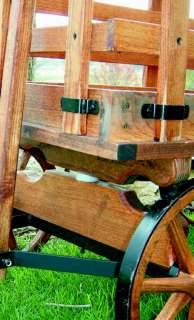 WOODEN CARGO WAGON CART WESTERN WHEELS. LARGE RUSTIC WAGON FOR MANY 