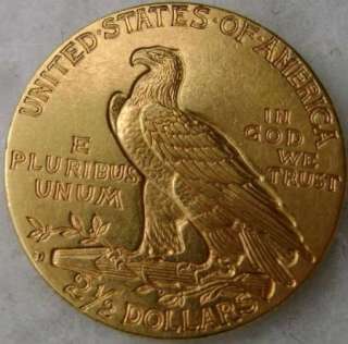 1925 D INDIAN HEAD $2.5 DOLLAR GOLD COIN QUARTER EAGLE  