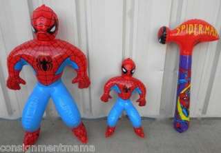 Spiderman Inflatable Toy Lot 24 36 & 40 New Spider Man Hammer 