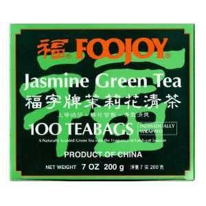 Foojoy Jasmine Green Tea, 7oz 100 Individually Wrapped Teabags