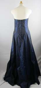 Jessica McClintock for Gunne Sax Navy Blue Strapless Gown Prom Dress 