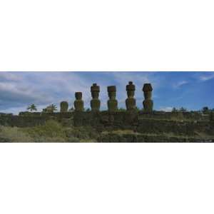  Moai Statues in a Row, Rano Raraku, Easter Island, Chile 