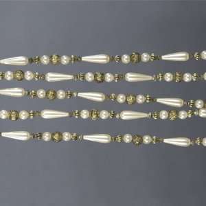   12 Ivory and Gold Beaded Vintage Christmas Garlands 8
