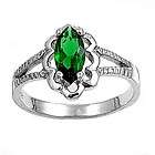 Sterling Silver 925 Women Girl Emerald CZ Ring Size 1