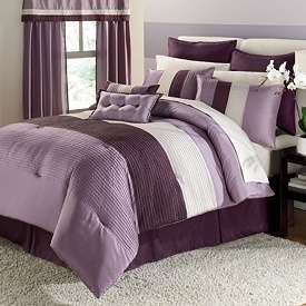 8PC KING SIZE FAUX SILK PLUMERIA Purple COMFORTER BED SET NEW  