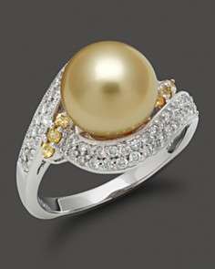 TRUNK SHOW Diamond, South Sea Pearl And Yellow Sapphire Ring Set In 