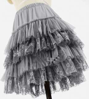 Gray Christina Aguilera Ruffle Lace Tiered Skirt  
